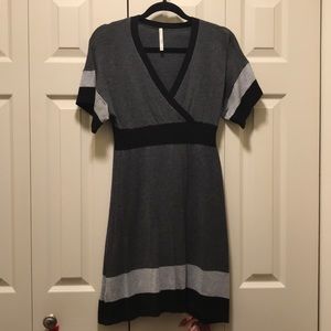 Black and grey tunic sweater dress
